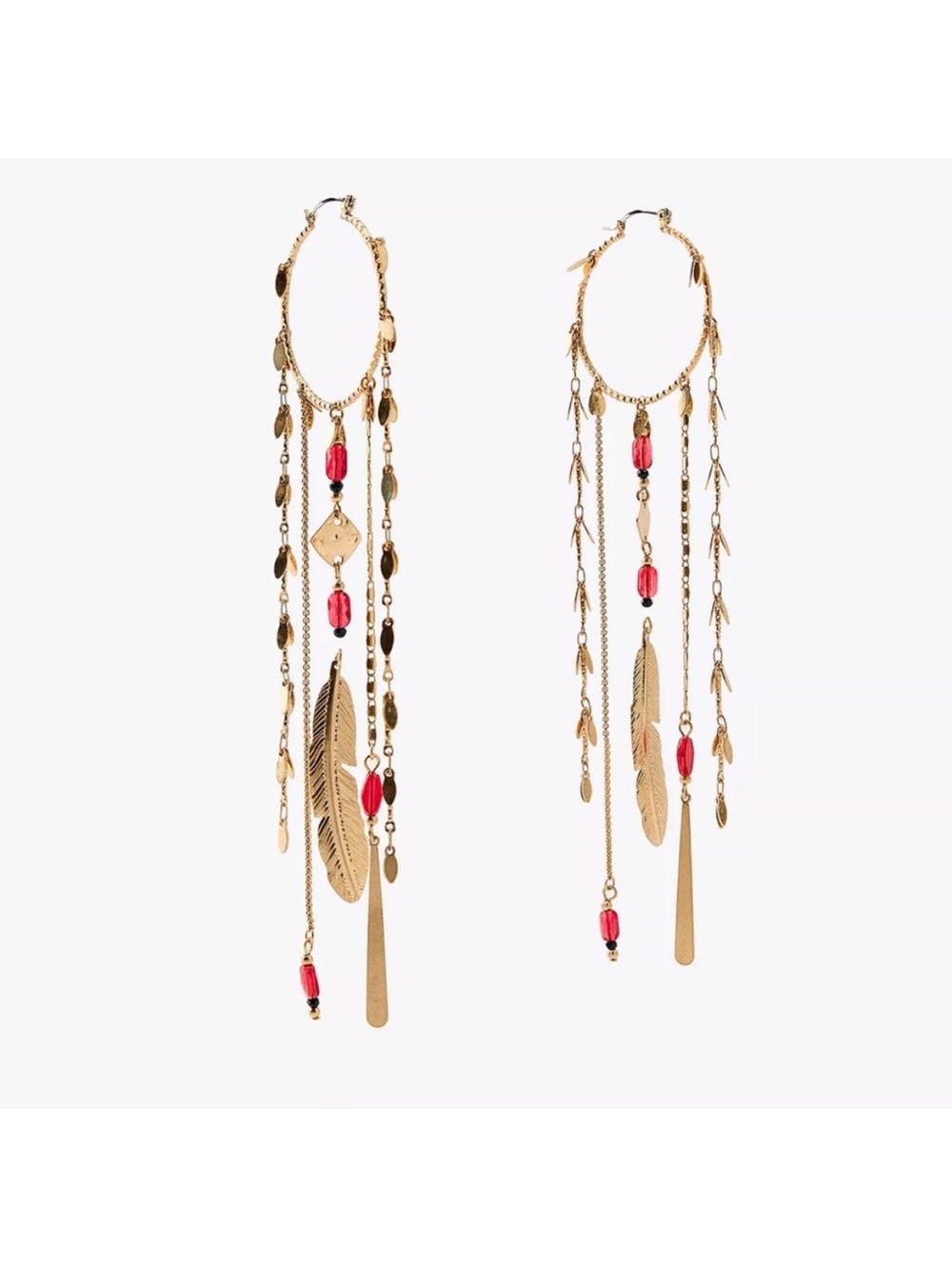 ZARA FEATHER CASCADE EARRINGS